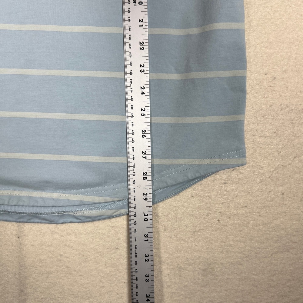 BYLT Mens Drop Cut Lux Striped Short Sleeve Shirt Blue Size Large - Picture 5 of 7